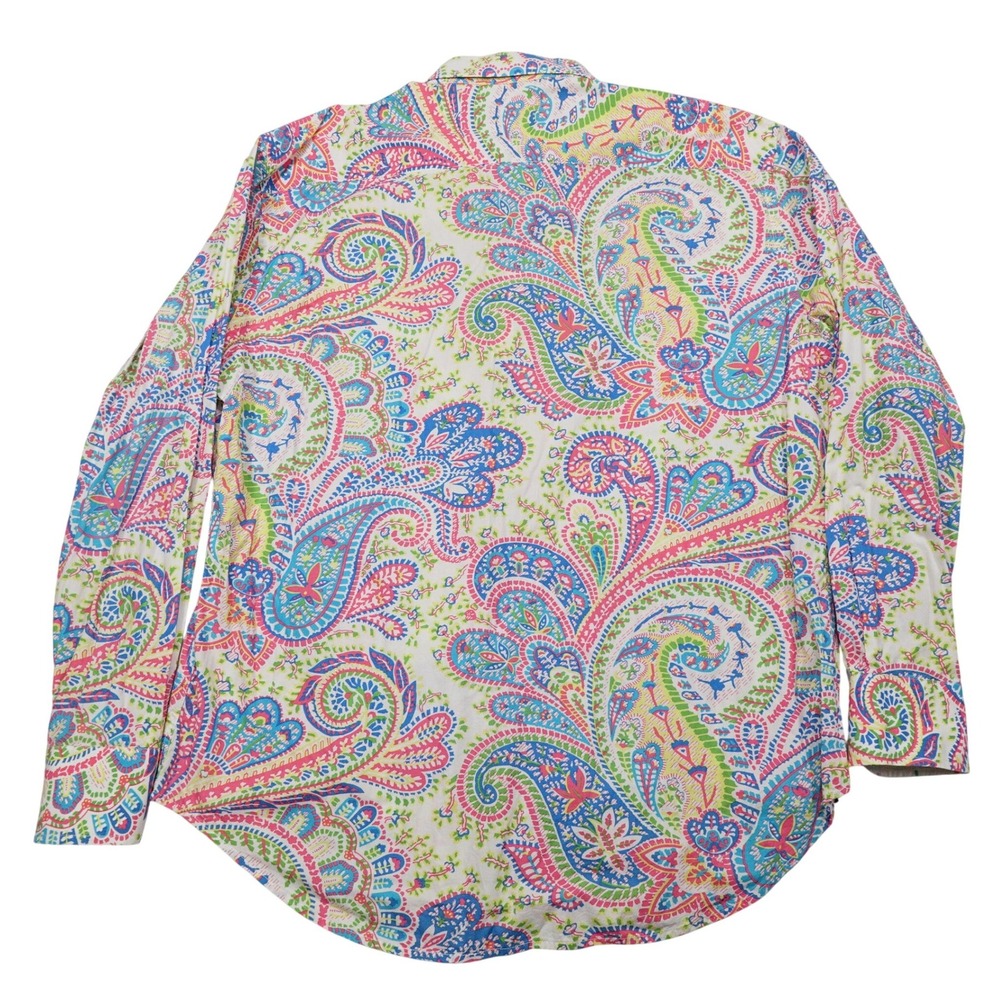 ROBERT GRAHAM Men's XL Multicolor Paisley Contrasting Cuffs Button Down Shirt - Picture 4 of 8